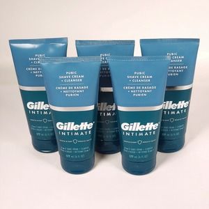 FIVE PACK Gillette Male Intimate 2-in-1 PUBIC SHAVE CREAM & Cleanser 6oz ea NEW!